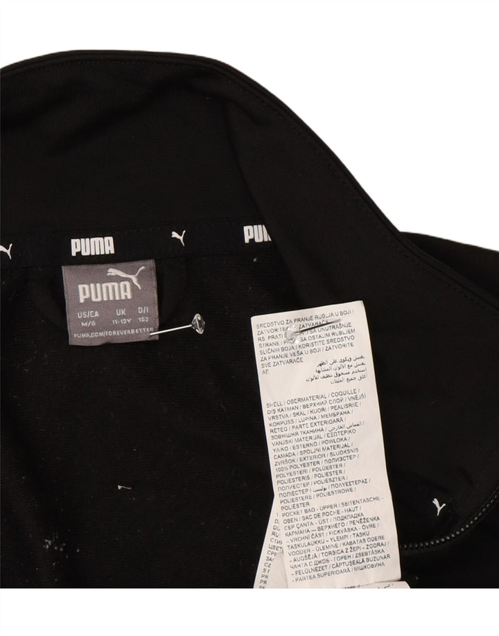 Puma Boys Tracksuit Top Jacket 11-12 Years Black Colourblock Polyester