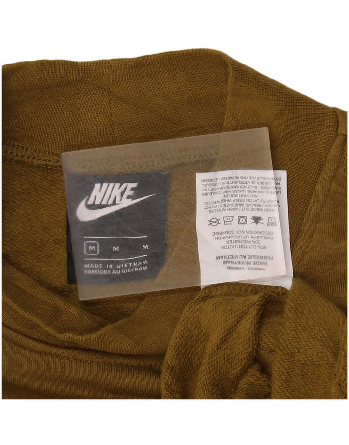 NIKE Womens Crop Oversized Sweatshirt Jumper UK 14 Medium Khaki Cotton