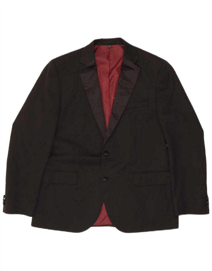 Marks & Spencer Mens 2 Button Blazer Jacket UK 42 XL Black Polyester
