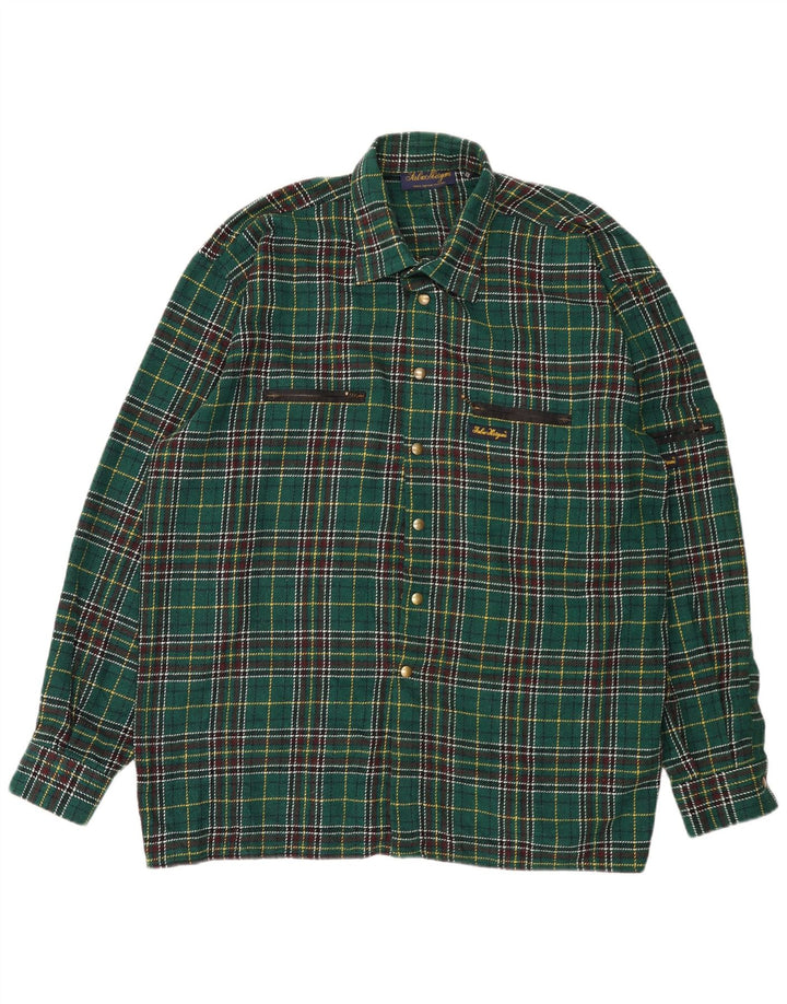 Vintage Mens Overshirt Flannel Shirt 2XL Green Check