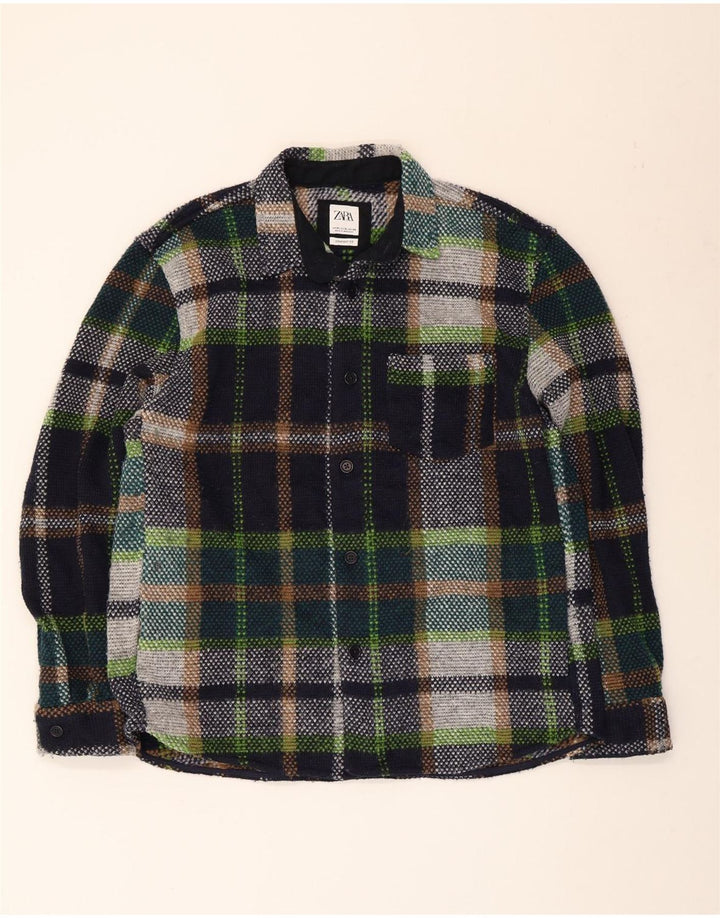 Zara Mens Overshirt Shirt XL Multicoloured Check Polyester