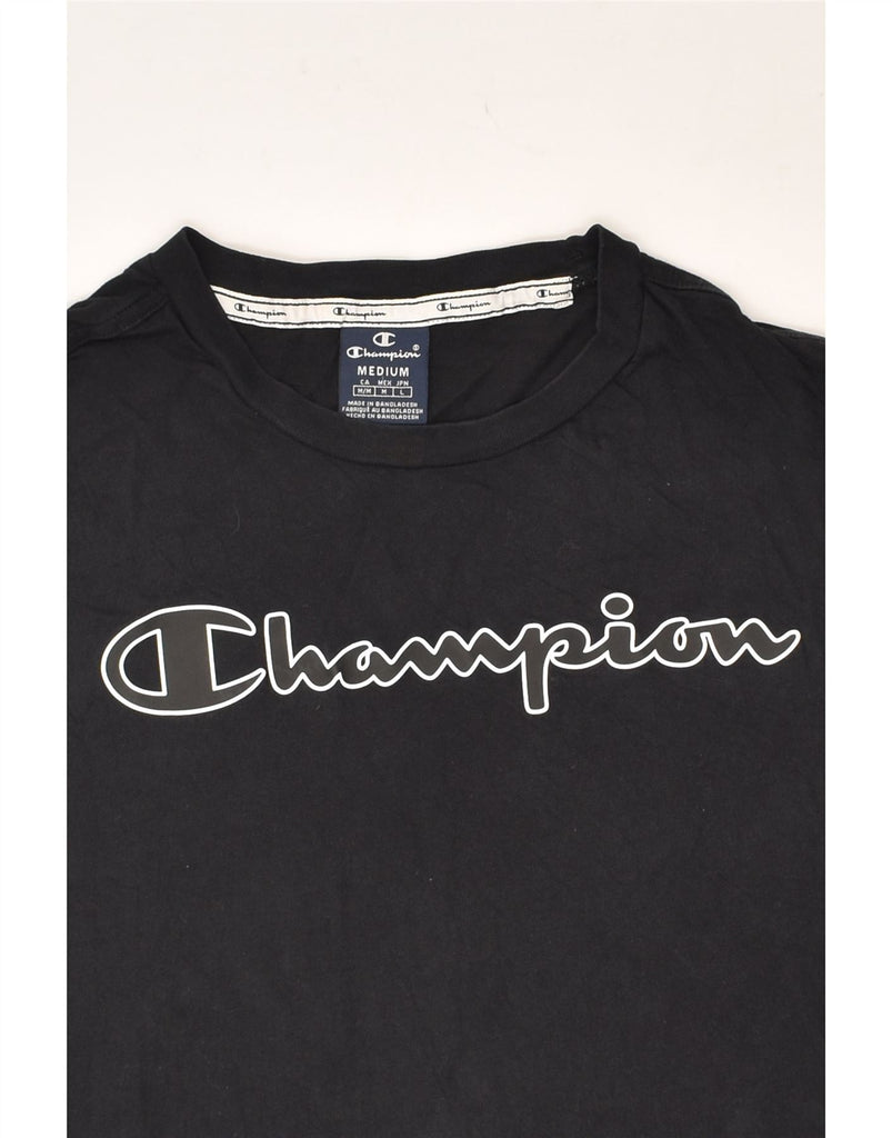 CHAMPION Mens Graphic T-Shirt Top Medium Black Cotton | Vintage Champion | Thrift | Second-Hand Champion | Used Clothing | Messina Hembry 