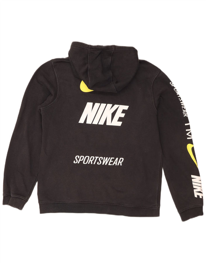 Nike Mens Graphic Hoodie Jumper Medium Black Cotton
