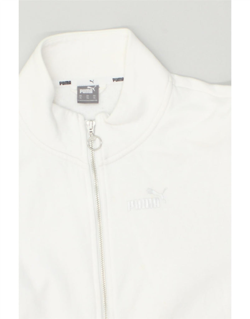 PUMA Womens Tracksuit Top Jacket UK 18 XL White Cotton | Vintage Puma | Thrift | Second-Hand Puma | Used Clothing | Messina Hembry 