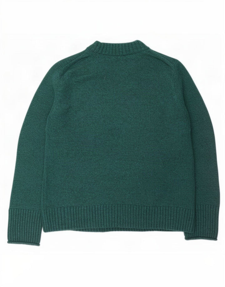 Jigsaw Womens Crew Neck Jumper Sweater UK 14 Medium Green Wool