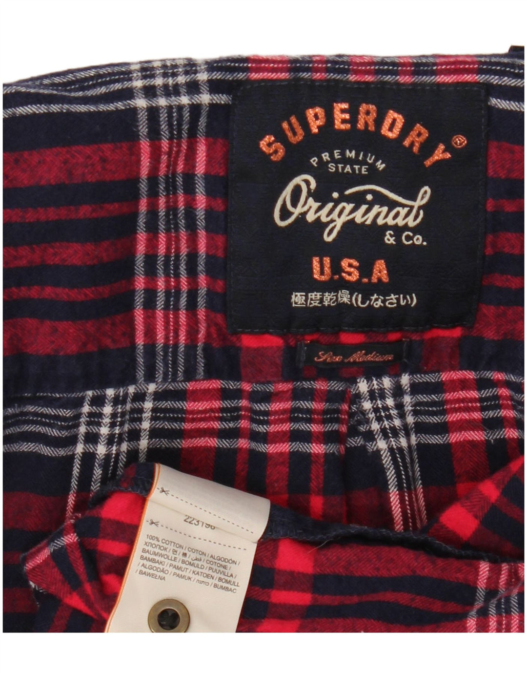 Superdry Womens Flannel Shirt UK 14 Medium Red Check Cotton