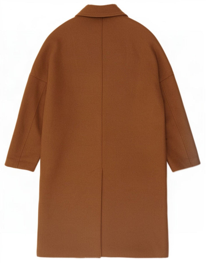 Zara Womens Overcoat UK 14 Large Beige Polyester