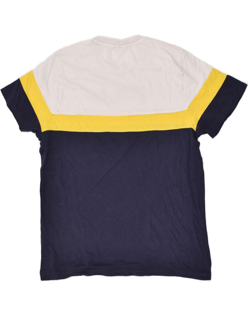 FILA Mens Graphic T-Shirt Top Large Navy Blue Colourblock Cotton | Vintage Fila | Thrift | Second-Hand Fila | Used Clothing | Messina Hembry 