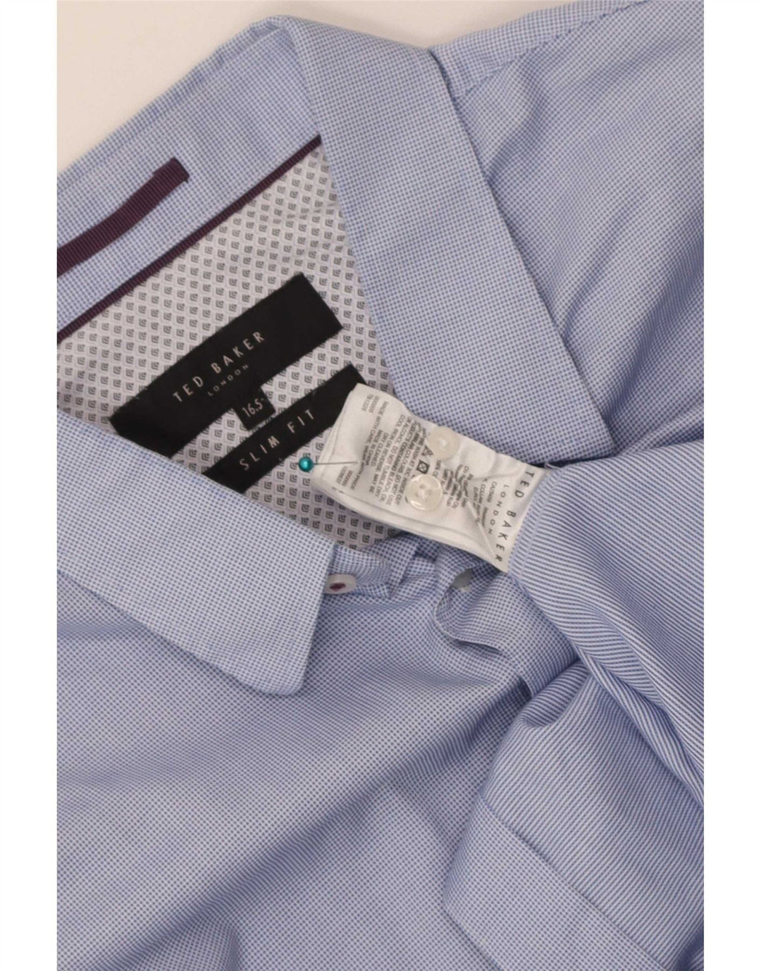 Ted Baker Mens Slim Fit Shirt Size 16 1/2 Large Blue Check Cotton