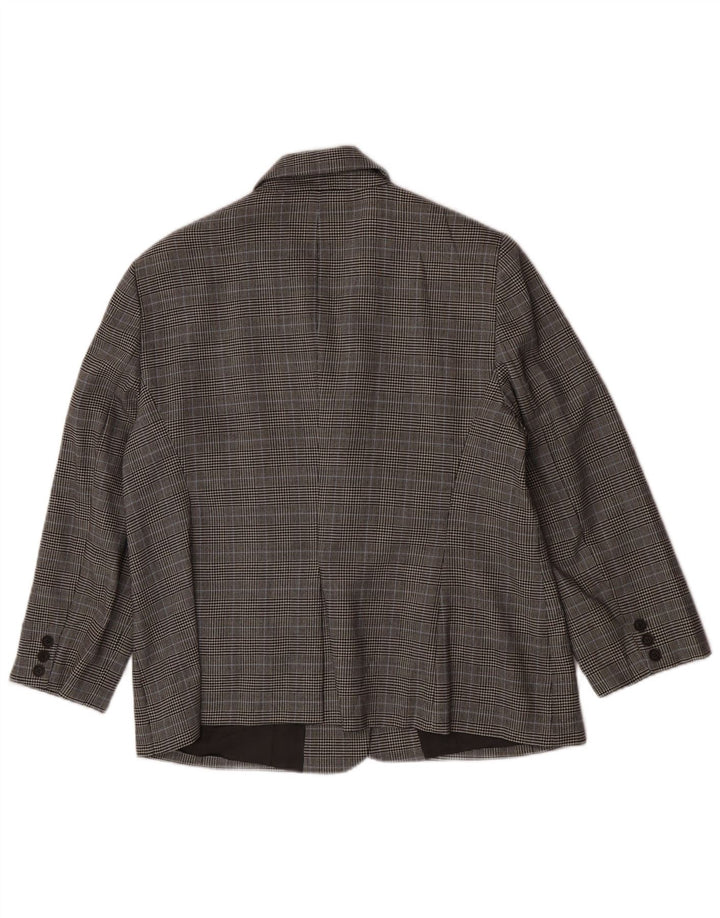 Luisa Spagnoli Womens 3 Button Blazer Jacket IT 50 XL Grey Check Wool