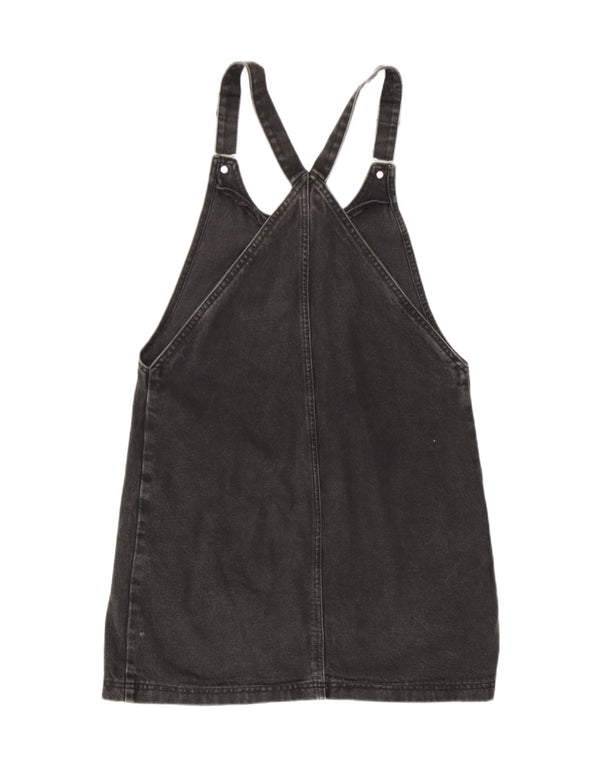Topshop Womens Denim Dungaree Dress UK 12 Medium Grey Cotton