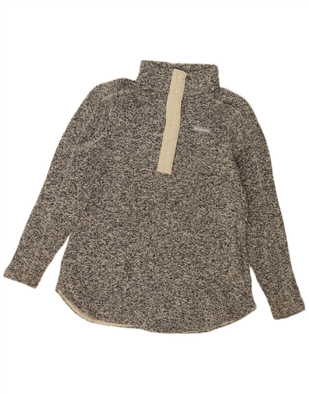 Columbia Mens Button Neck Sweatshirt Jumper Large Grey Flecked Polyester