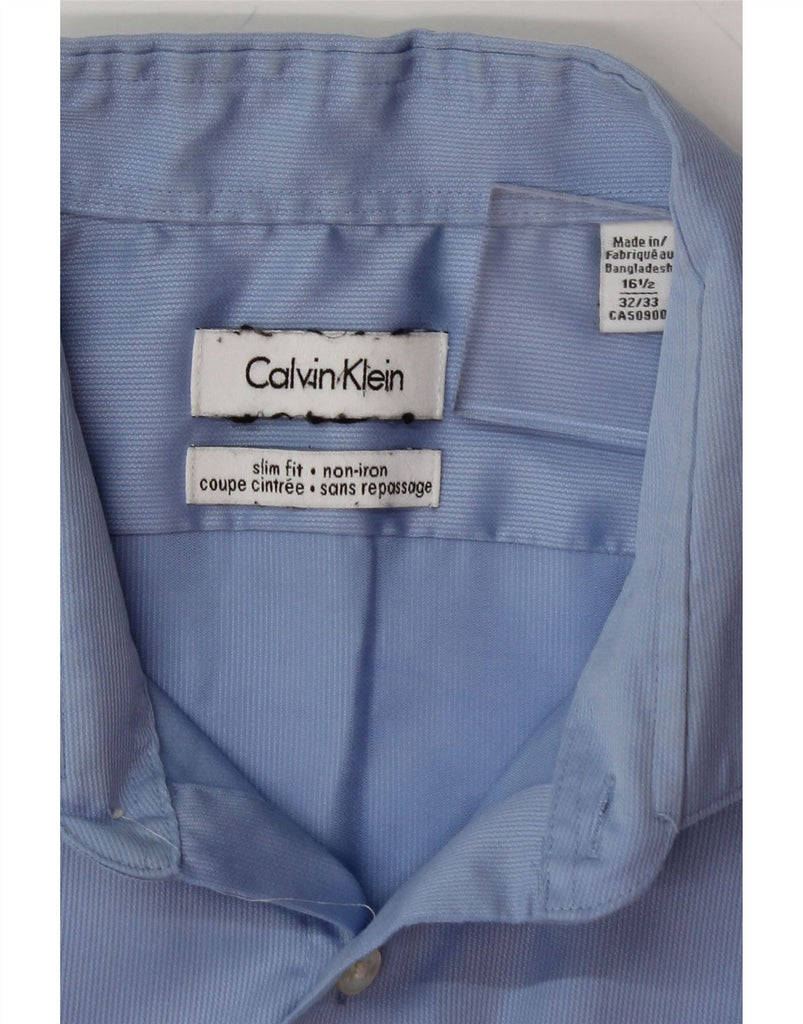 CALVIN KLEIN Mens Slim Fit Shirt Size 16 1/2 Large Blue Cotton Vintage Calvin Klein and Second-Hand Calvin Klein from Messina Hembry 