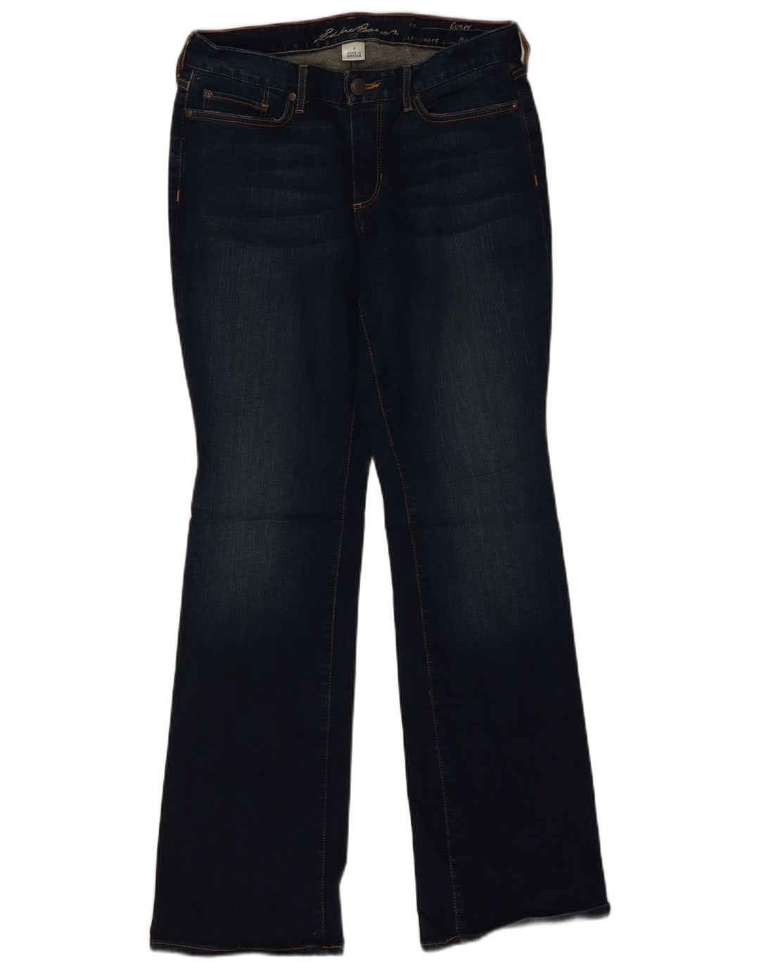 EDDIE BAUER Womens Curvy Bootcut Jeans US 8 Medium W34 L32 Navy Blue
