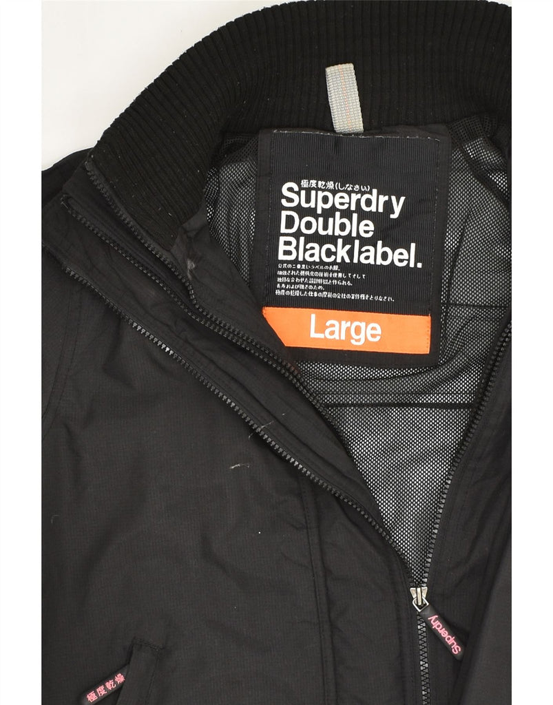 SUPERDRY Womens Windbreaker Jacket UK 16 Large Black Polyamide | Vintage Superdry | Thrift | Second-Hand Superdry | Used Clothing | Messina Hembry 