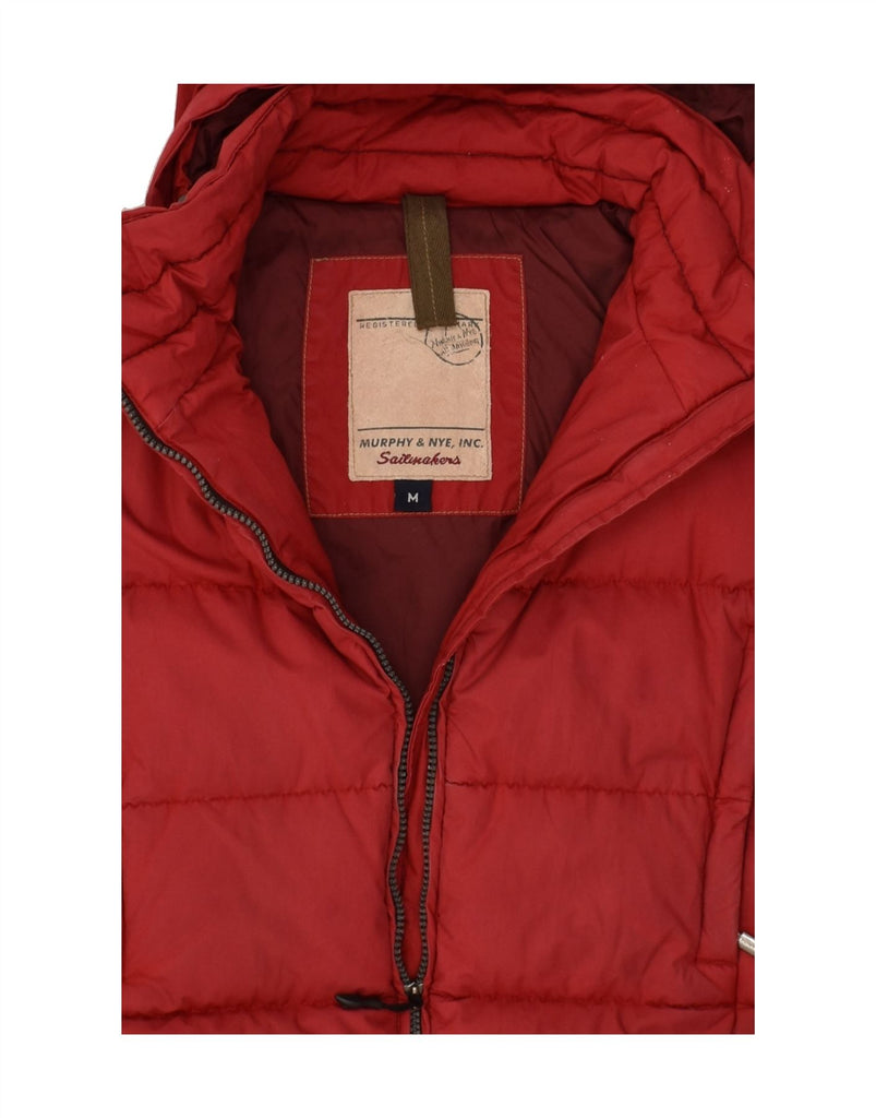 MURPHY & NYE Womens Hooded Padded Jacket UK 14 Medium Red Cotton | Vintage Murphy & Nye | Thrift | Second-Hand Murphy & Nye | Used Clothing | Messina Hembry 