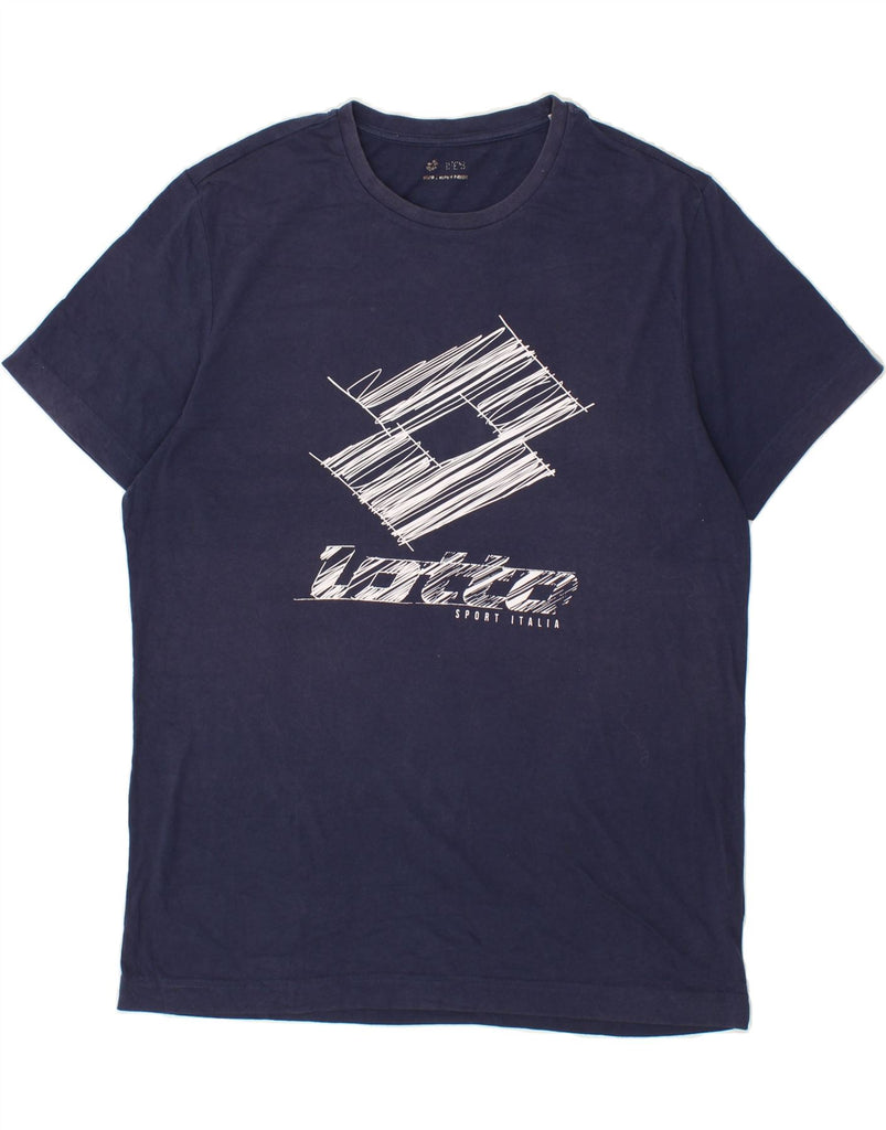 LOTTO Mens Graphic T-Shirt Top Large Navy Blue Cotton Vintage Lotto and Second-Hand Lotto from Messina Hembry 