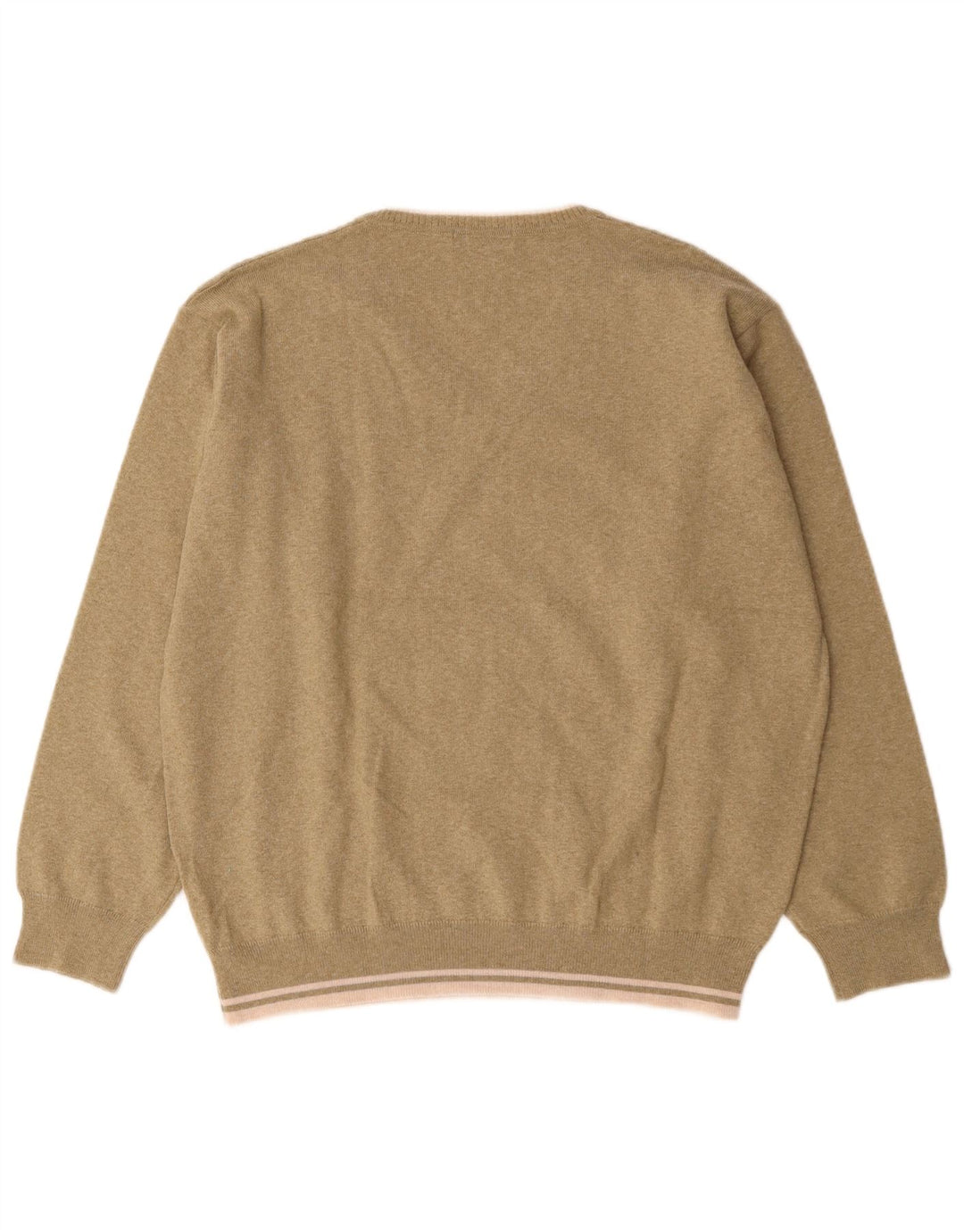 Pierre Cardin Mens V-Neck Jumper Sweater Large Beige Acrylic