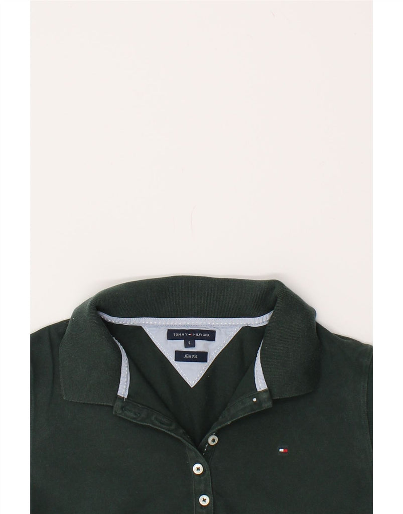 TOMMY HILFIGER Womens Slim Fit 3/4 Sleeve Polo Shirt UK 10 Small Green | Vintage Tommy Hilfiger | Thrift | Second-Hand Tommy Hilfiger | Used Clothing | Messina Hembry 