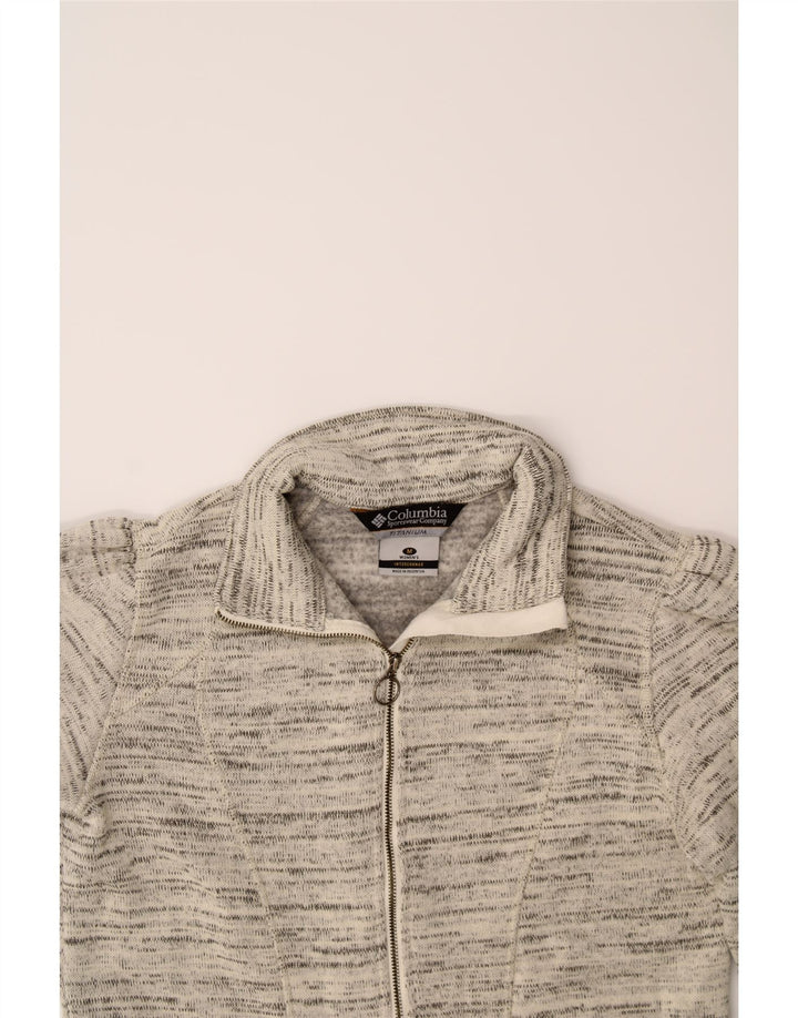 COLUMBIA Womens Cardigan Sweater UK 14 Medium Grey Polyester Vintage Columbia and Second-Hand Columbia from Messina Hembry 