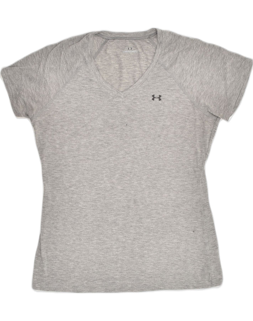 UNDER ARMOUR Womens T-Shirt Top UK 14 Medium Grey Polyester | Vintage Under Armour | Thrift | Second-Hand Under Armour | Used Clothing | Messina Hembry 