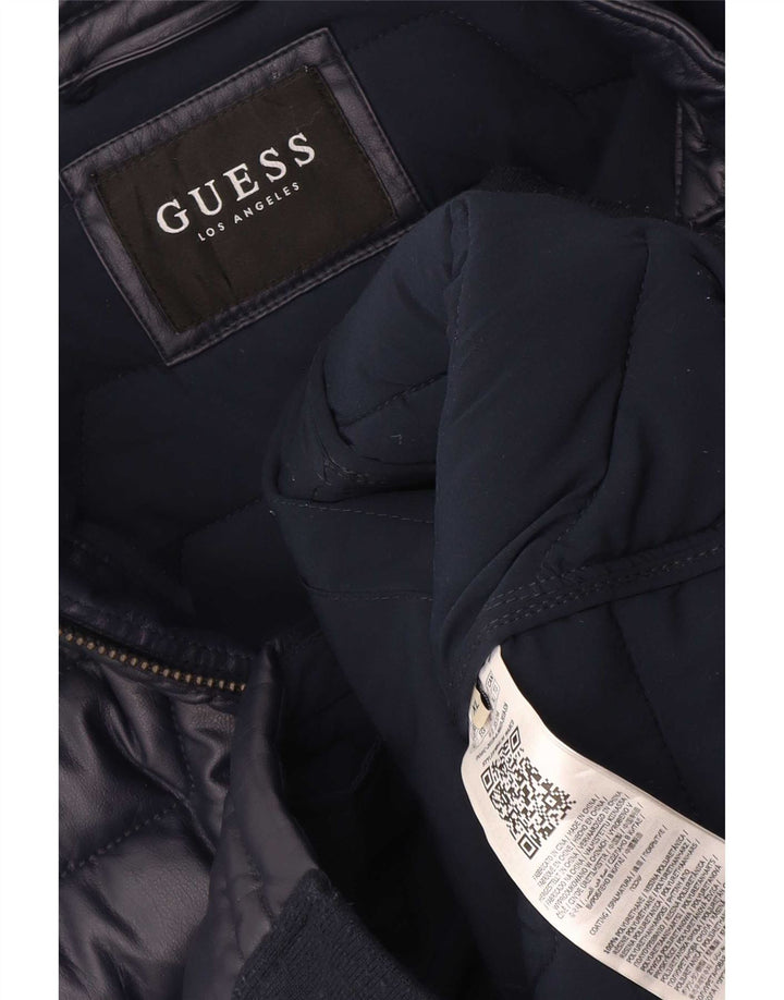 Guess Mens Padded Jacket UK 42 XL Navy Blue Polyester