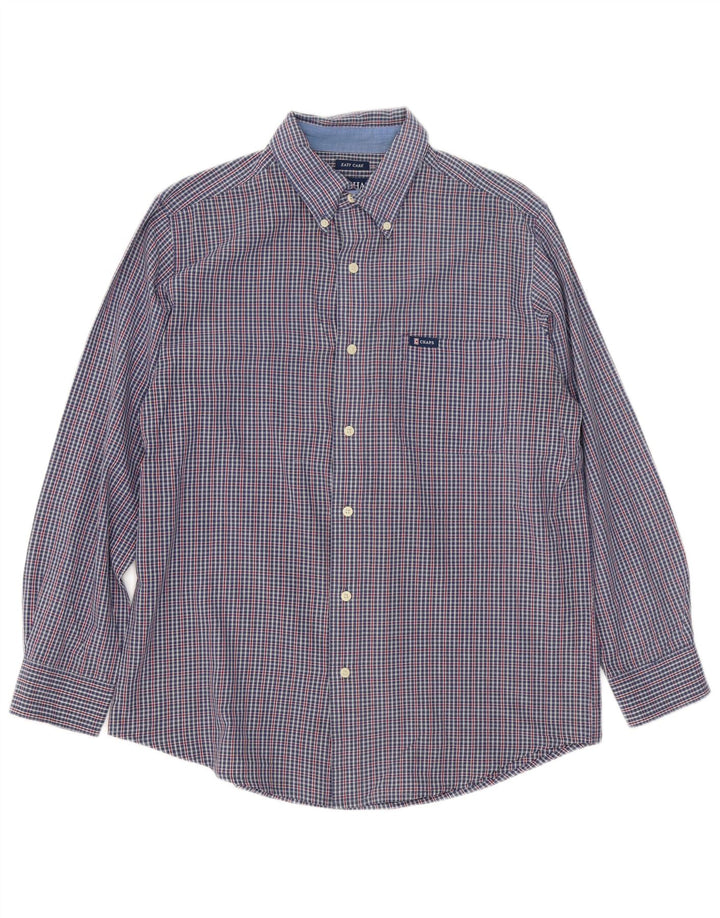 Chaps Mens Shirt Medium Blue Gingham Cotton