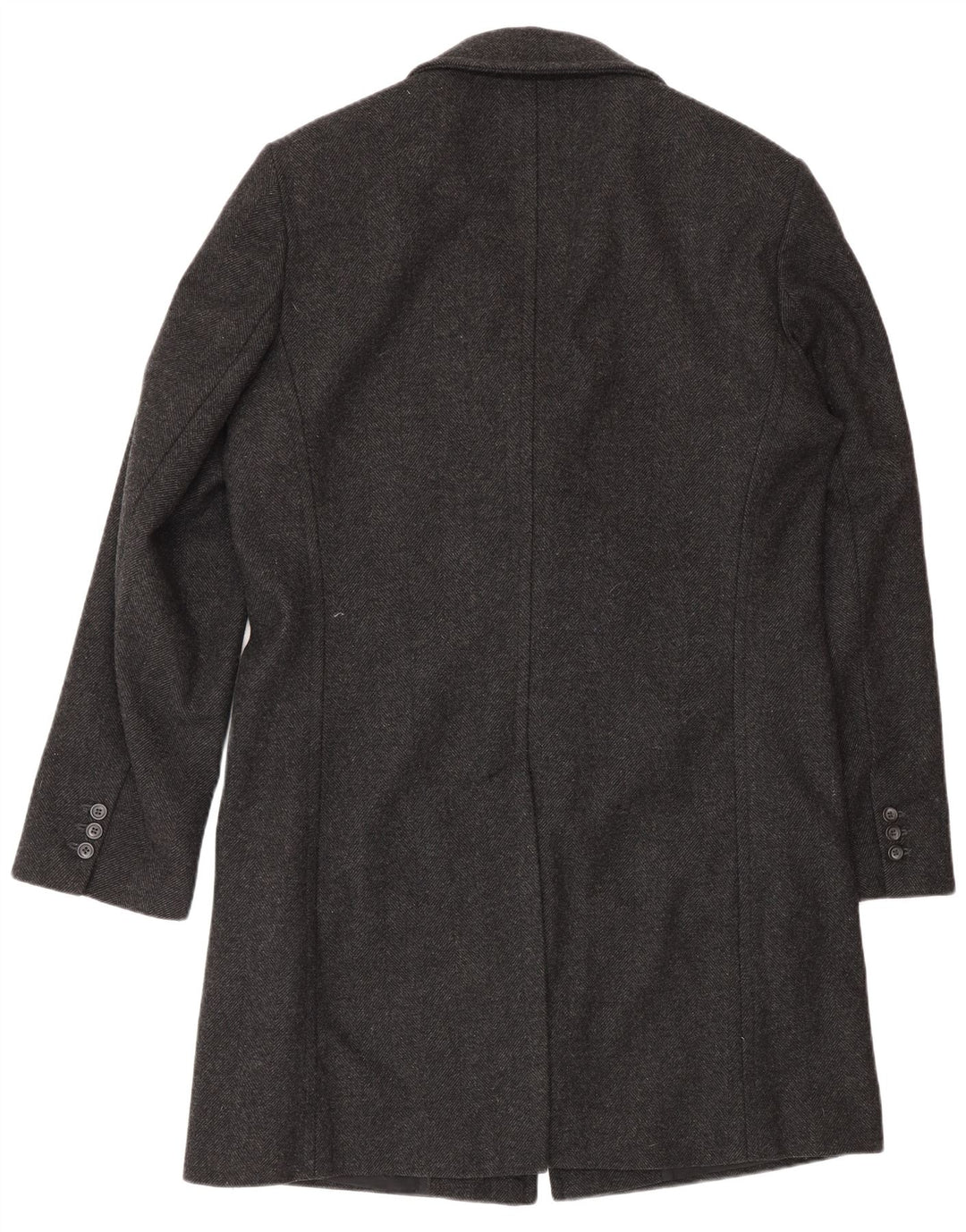 Monsoon Mens Overcoat UK 38 Medium Grey Herringbone Wool Classic