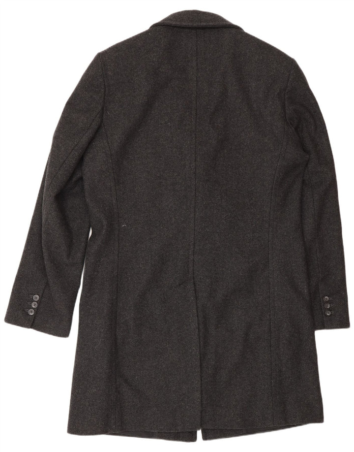 Monsoon Mens Overcoat UK 38 Medium Grey Herringbone Wool Classic
