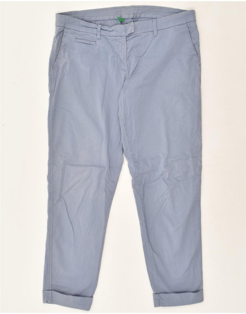 BENETTON Womens Slim Chino Trousers UK 12 Medium W34 L26 Blue Cotton | Vintage Benetton | Thrift | Second-Hand Benetton | Used Clothing | Messina Hembry 