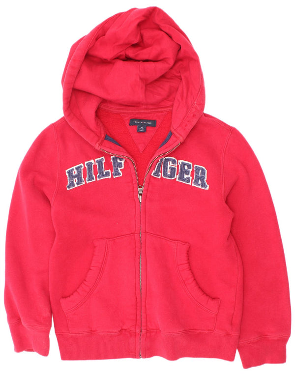Tommy Hilfiger Boys Graphic Zip Hoodie Sweater 4-5 Years XS Red Cotton