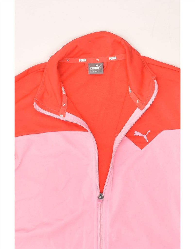 PUMA Girls Tracksuit Top Jacket 13-14 Years Red Colourblock Polyester | Vintage Puma | Thrift | Second-Hand Puma | Used Clothing | Messina Hembry 