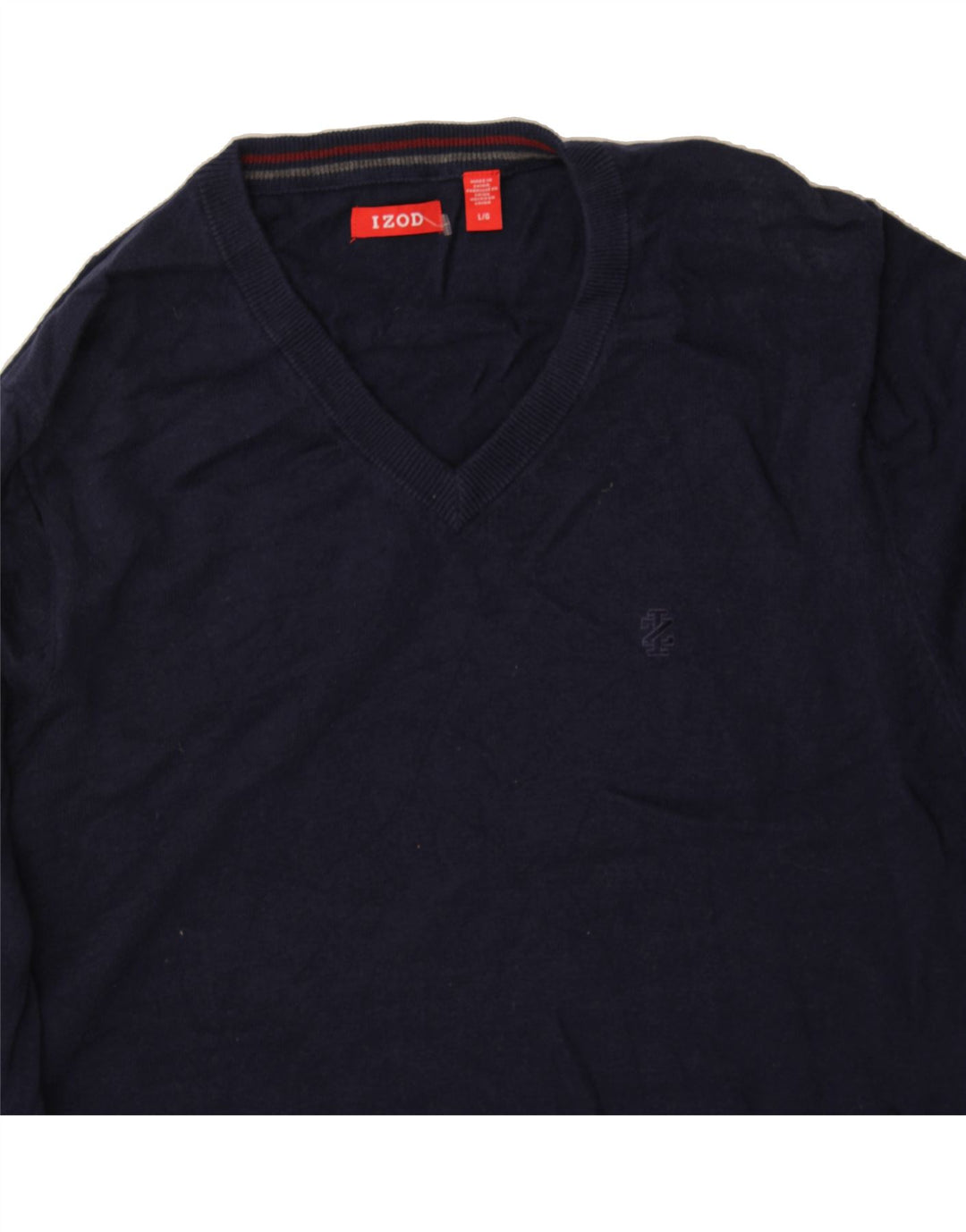 IZOD Mens V-Neck Jumper Sweater Large Navy Blue Cotton Vintage Izod and Second-Hand Izod from Messina Hembry 