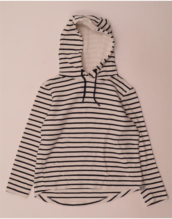 Weird Fish Womens Oversized Hoodie Jumper UK 10 Small White Pinstripe