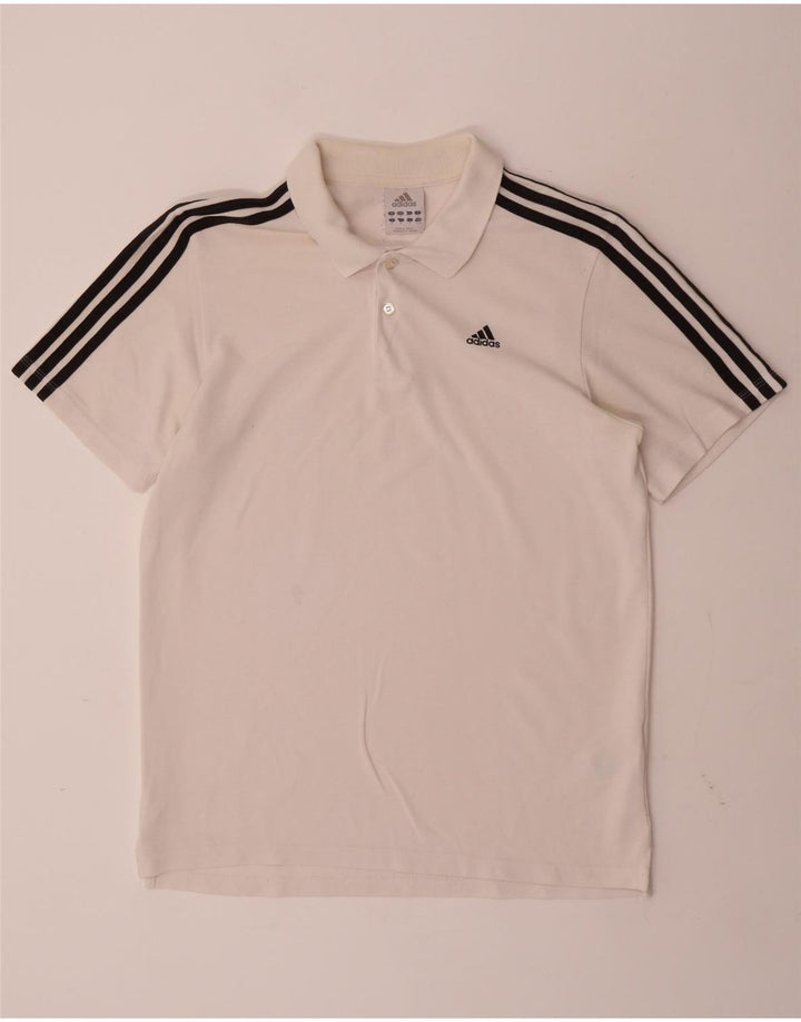 ADIDAS Mens Polo Shirt Medium White Cotton