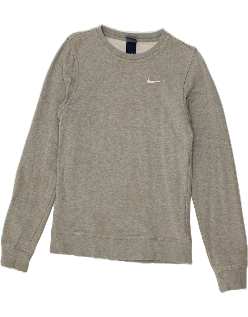 NIKE Womens Sweatshirt Jumper UK 6 XS Grey Cotton | Vintage Nike | Thrift | Second-Hand Nike | Used Clothing | Messina Hembry 