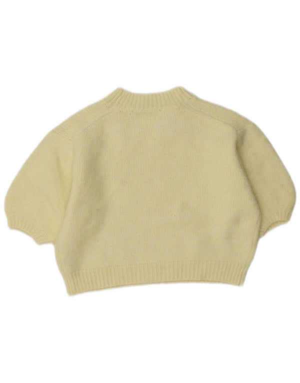 Zara Womens Oversized Crop Crew Neck Jumper Sweater UK 6 XS Yellow