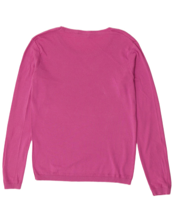 Benetton Womens Boat Neck Jumper Sweater UK 18 XL Pink Cotton
