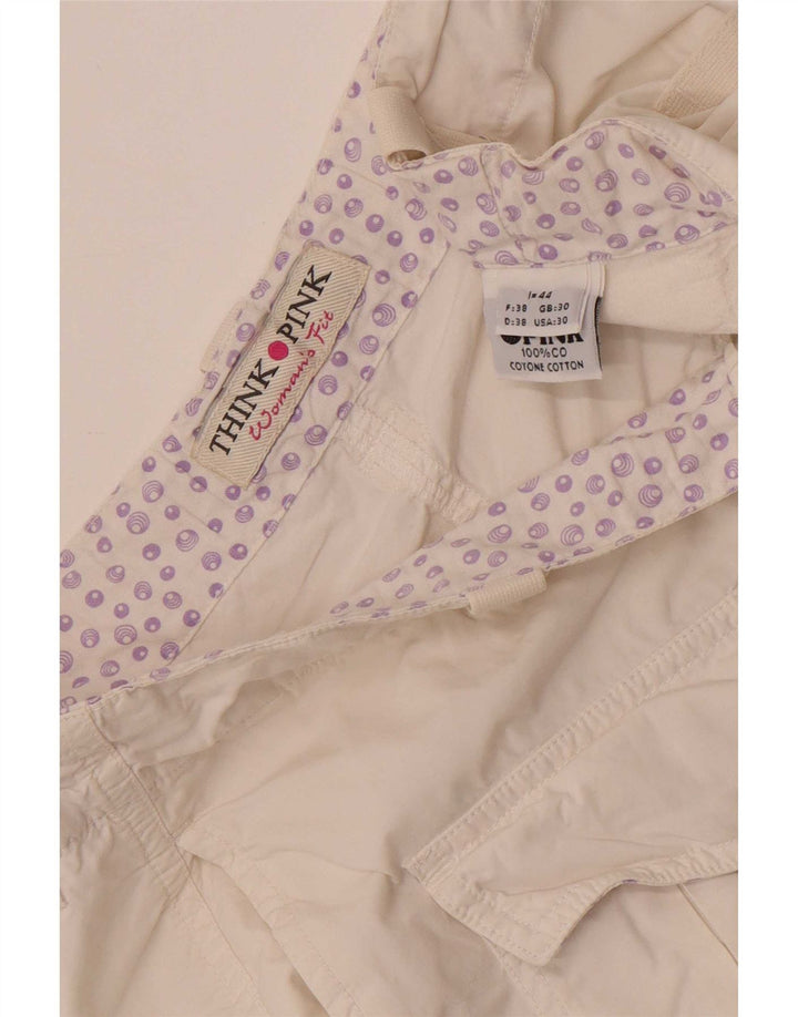 Think Pink Womens Cargo Shorts W30 Medium White Cotton