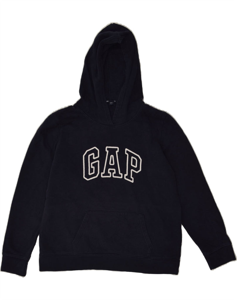 GAP Womens Graphic Hoodie Jumper UK 16 Large Navy Blue Cotton Vintage Gap and Second-Hand Gap from Messina Hembry 