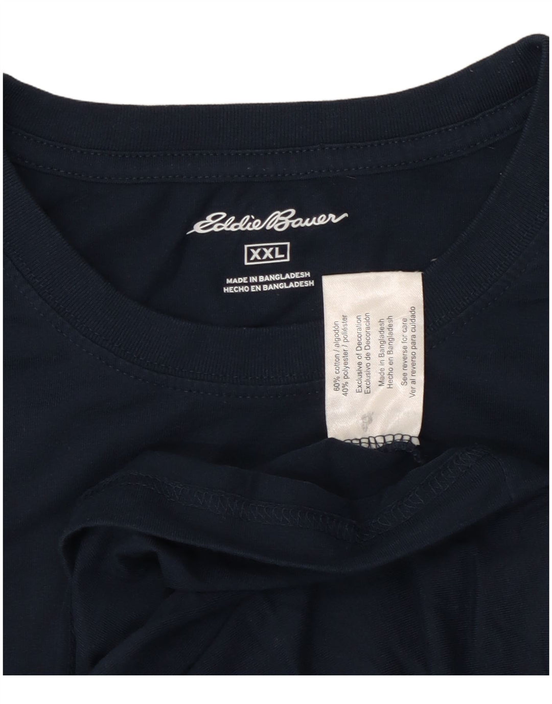 EDDIE BAUER Mens T-Shirt Top 2XL Navy Blue Cotton