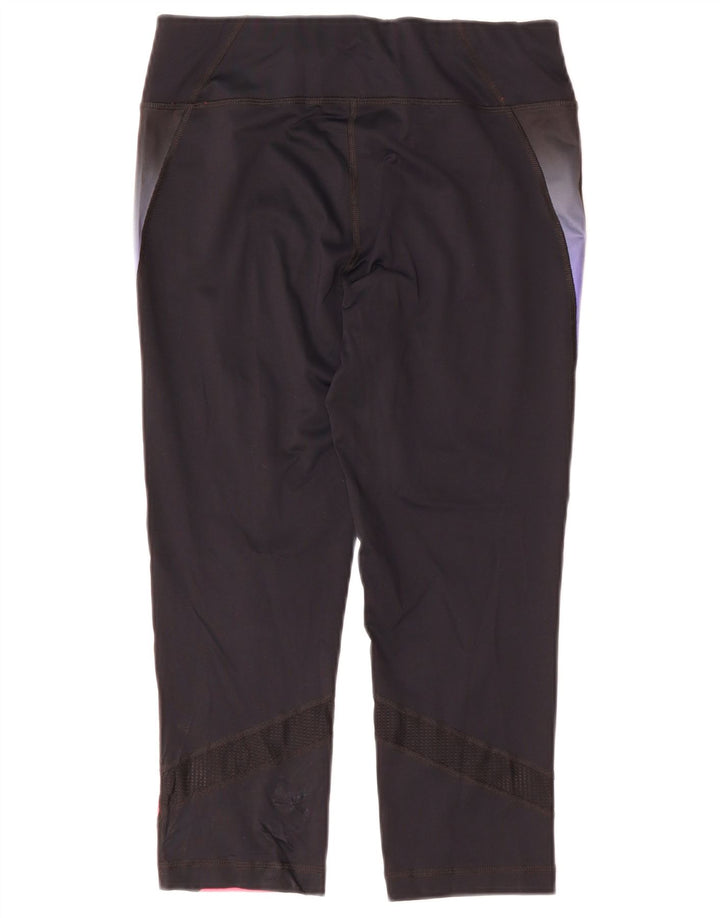 FILA Womens Capri Leggings UK 14 Medium Navy Blue Colourblock