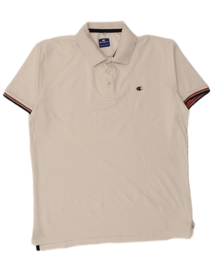 CHAMPION Mens Polo Shirt Large White