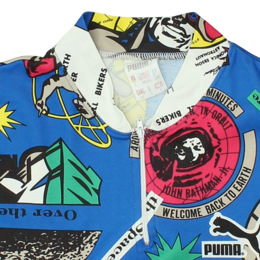 Puma Mens Blue All Over Print Cycling Jersey | Vintage 90s Biking Sportswear VTG | Vintage Messina Hembry | Thrift | Second-Hand Messina Hembry | Used Clothing | Messina Hembry 