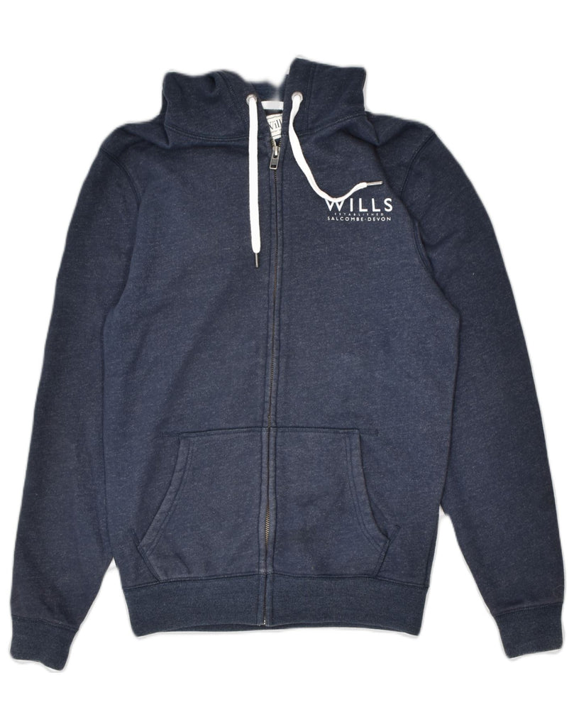 JACK WILLS Mens Custom Fit Zip Hoodie Sweater XS Navy Blue Cotton | Vintage Jack Wills | Thrift | Second-Hand Jack Wills | Used Clothing | Messina Hembry 