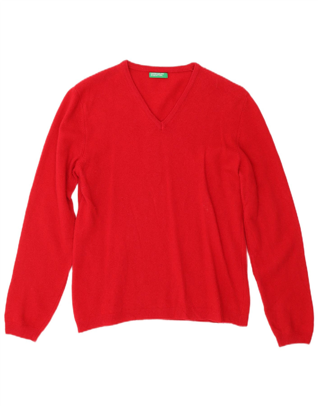 BENETTON Womens V-Neck Jumper Sweater UK 10 Small Red