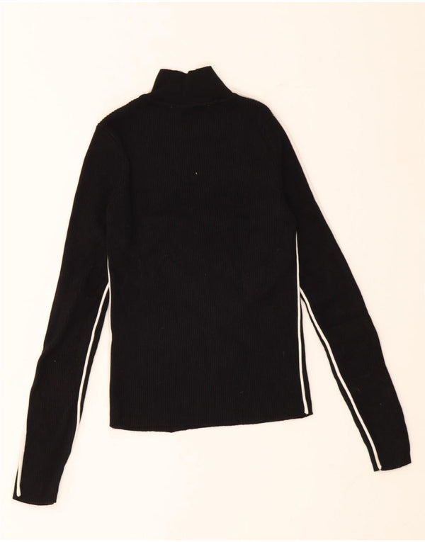 Zara Womens Crop Top Long Sleeve UK 8 Small Black Striped Viscose