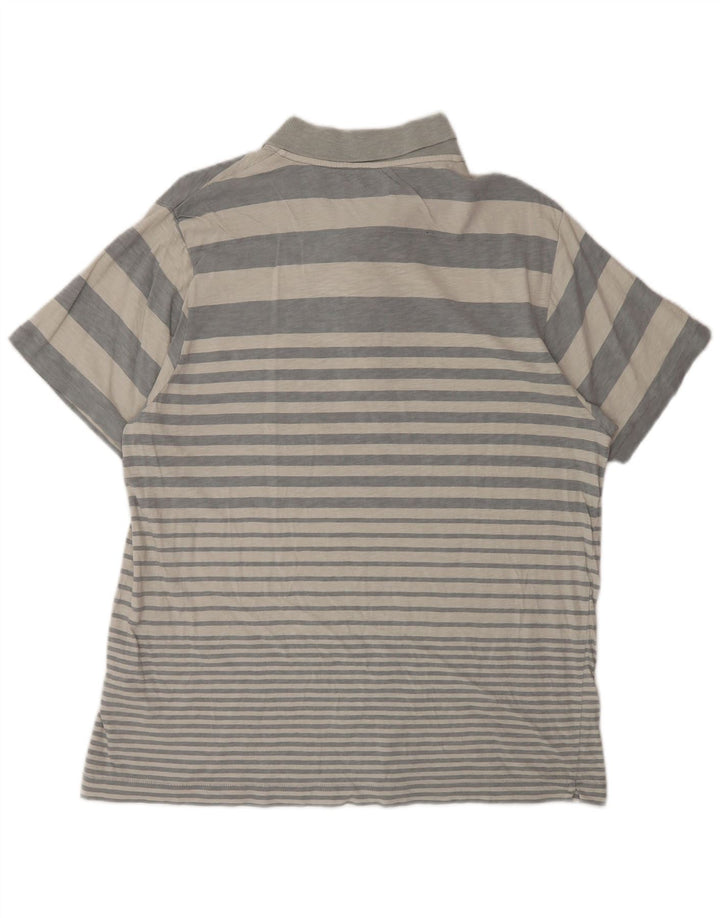French Connection Mens Polo Shirt XL Grey Striped Cotton