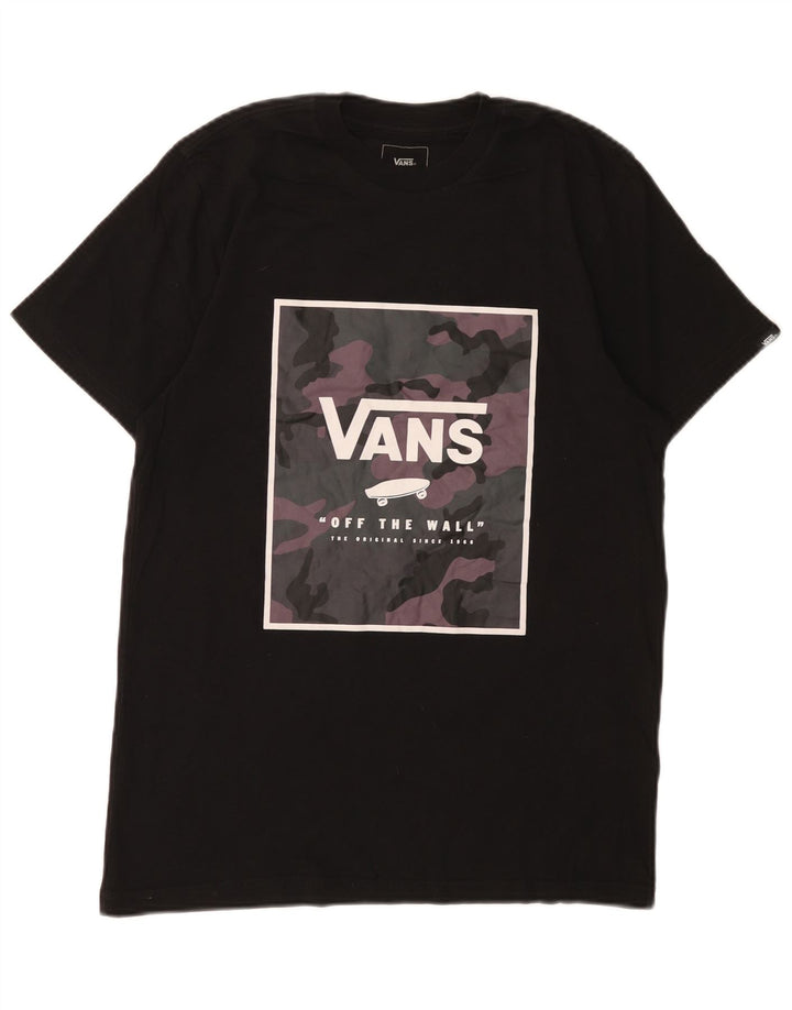 Vans Mens Custom Fit Graphic T-Shirt Top Medium Black Cotton
