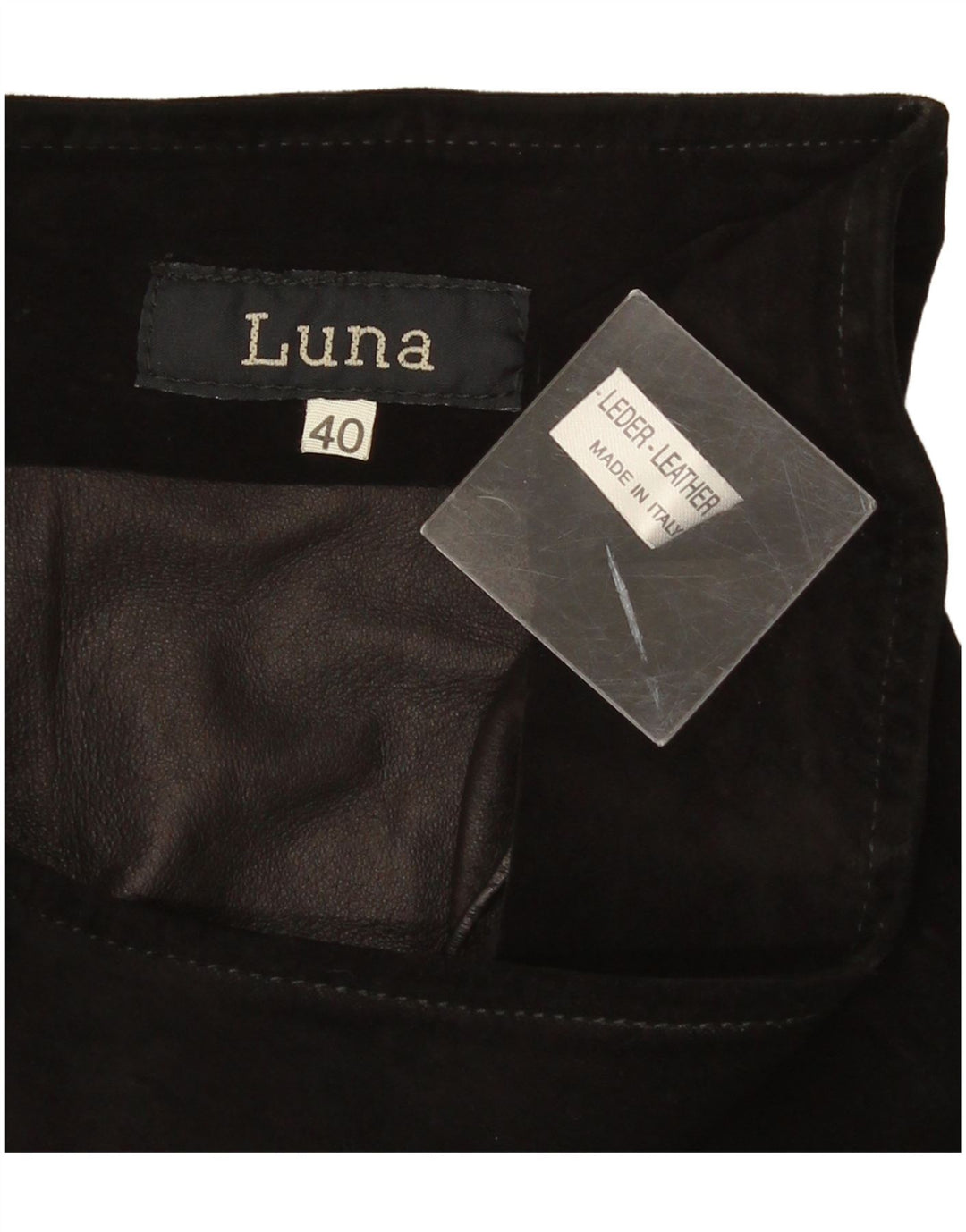 Luna Womens Suede Wrap Skirt IT 40 Small W26  Black Leather